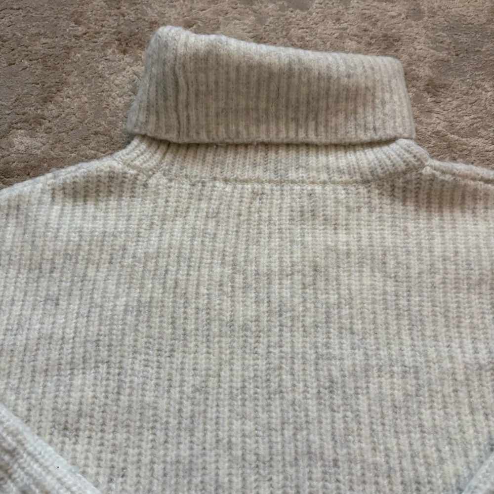 Esqualo Grey Heathered Chunky Knit Turtleneck Oversized Sweater Size Xsmall - Picture 9 of 10